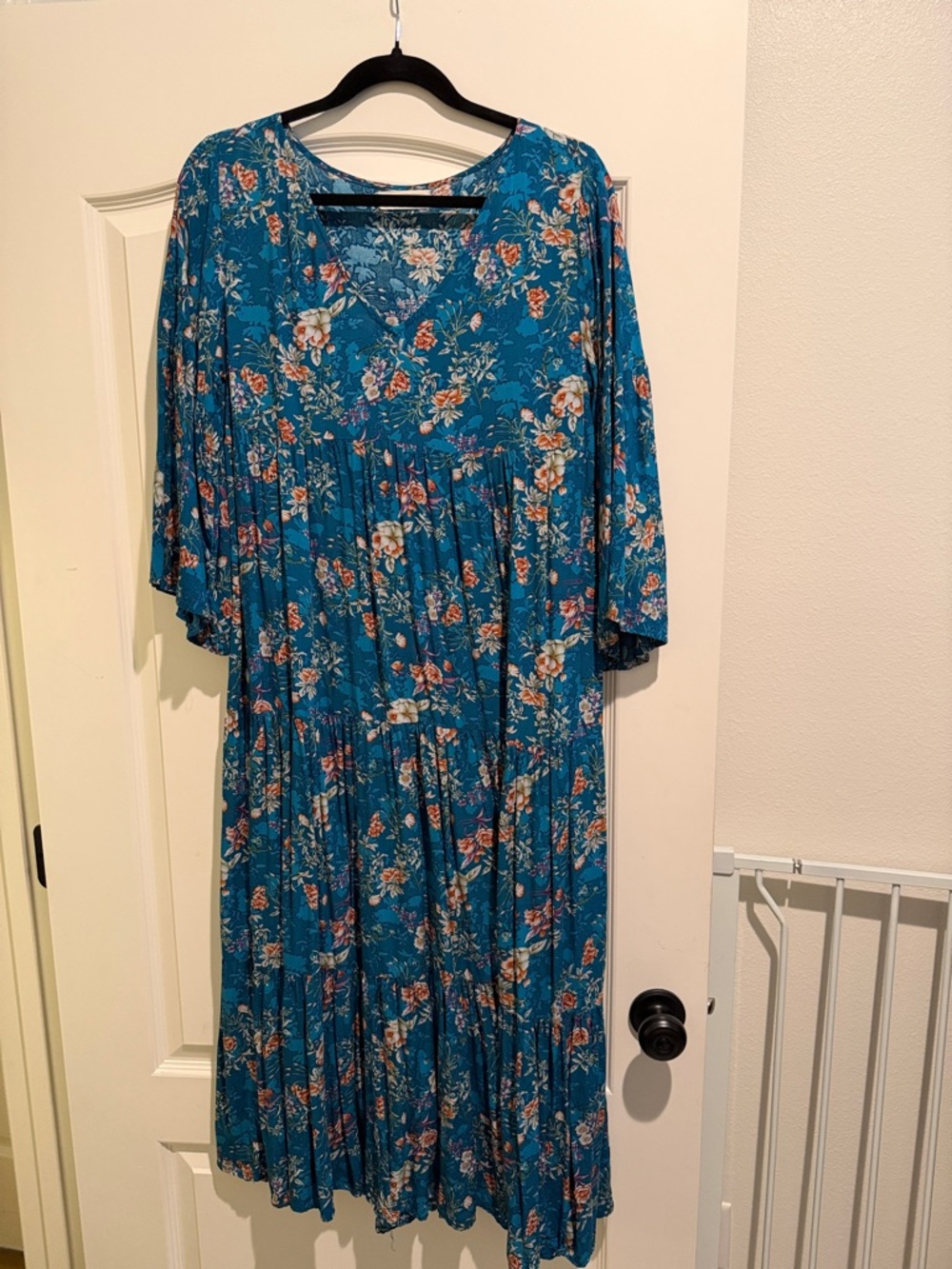 Natural life size medium blue floral dress